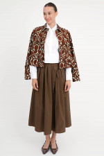 Jacke mit abstraktem Print in Aubergine/Türkis