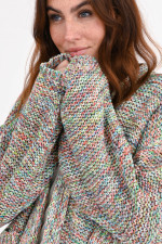 Kurzer Grobstrick Cardigan in Multicolor