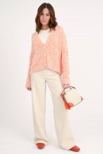 Cardigan aus Woll-Cashmere-Mix in Papaya meliert