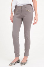  Chino ROYAL mit Lederdetails in Taupe