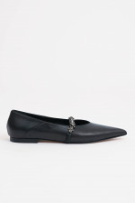 Ballerina mit Glitzerschnalle in Schwarz