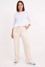 Leinenhose mit Fransen in Beige