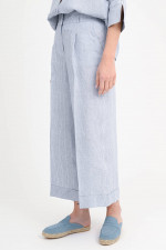  Gestreifte Wide-Leg Hose in Blau/Weiß