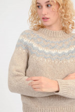  Pullover aus Alpaka-Woll-Mix in Beige/Hellgrau