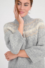 Pullover aus Alpaka-Woll-Mix in Hellgrau/Natur