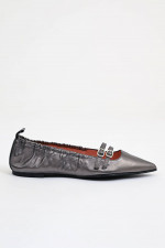 Ballerina mit Riemchen in Silbermetallic