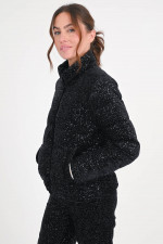 Steppjacke mit Pailletten in Schwarz