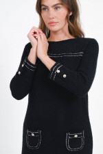Kleid mit Kontrastnähten in Schwarz