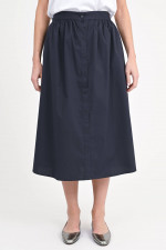 Midi-Rock mit Knopfleiste in Navy