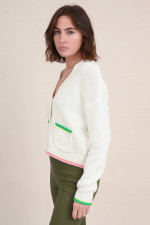 Cropped Cardigan mit Kontrastdetails in Offwhite