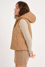 Wendegilet mit Kapuze in Camel/Bronze