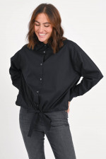 Oversize Bluse zum Binden in Schwarz