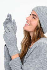 Kaschmir Strick-Handschuhe in Hellgrau
