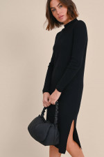 Midi Strickkleid aus Wollmix in Schwarz