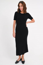 Kurzarm-Strickkleid in Schwarz