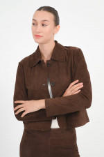Jacke aus Veloursleder in Braun