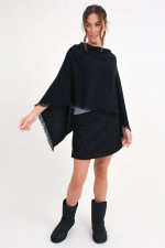 Cashmere-Poncho in Schwarz