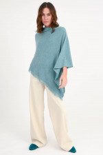 Asymetrischer Poncho in Aqua meliert