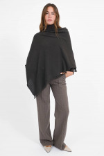Cashmere-Poncho in dunklem Graubraun