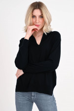 Seiden/Cashmere Pullover in Schwarz