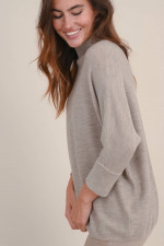 Merinowolle Pullover in Taupe meliert