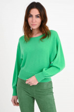 Cashmerepullover mit Ballonarm in Grün