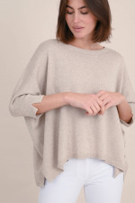 Pullover aus Baumwoll-Viskose-Mix in Beige meliert