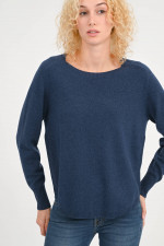 Pullover mit abgerundetem Saum in Blau meliert