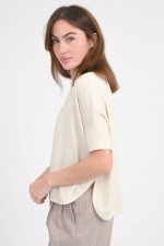 Kurzarm-Pullover aus Baumwoll-Mix in Ivory