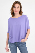 Kurzarm-Pullover aus Baumwoll-Mix in Violett