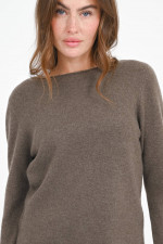 Cashmere Pullover mit Rollsaum in Cacao