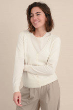 Leichte Cashmere Strickjacke in Creme