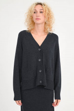 Oversize-Wollstrickjacke in Anthrazit