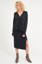 Oversize-Wollstrickjacke in Anthrazit