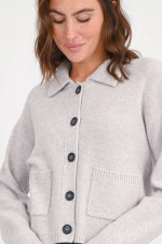 Cashmere-Strickweste mit Hemdkragen in Beige