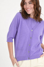 Cashmere-Cardigan mit 3/4 Arm in Violett