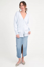 Baumwoll-Mix Cardigan in Hellblau