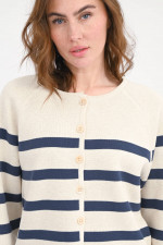 Gestreifte Strickweste in Beige/Navy