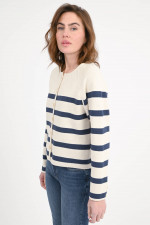 Gestreifte Strickweste in Beige/Navy