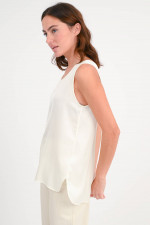 Top aus Seide in Creme