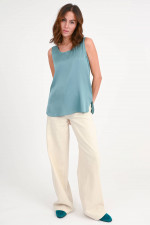 Top aus Seide in Aqua