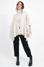 Cashmere Cape mit Fransen-Saum in Snow