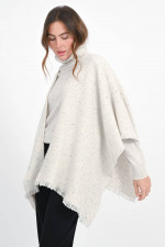 Cashmere Cape mit Fransen-Saum in Snow
