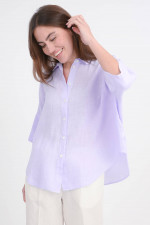 Oversize-Leinen Bluse in Flieder