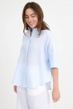 Oversize Leinen-Bluse BIANCAL in Hellblau
