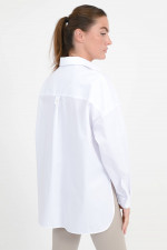Baumwoll-Bluse mit Seitenschlitzen in Weiß