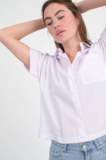 Kurzarm-Bluse ALICIA in Rosa/Weiß/Blau gestreift