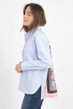 Bluse SOPHIE mit Seideneinsatz in Blau/Weiß/Multi