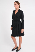 Wickelkleid aus Viskose-Mix in Schwarz