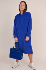 Cord Hemdblusenkleid in Indigoblau